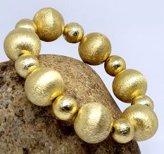 22k gold plated metal ball bracelet, Stretchable bracelet, For women